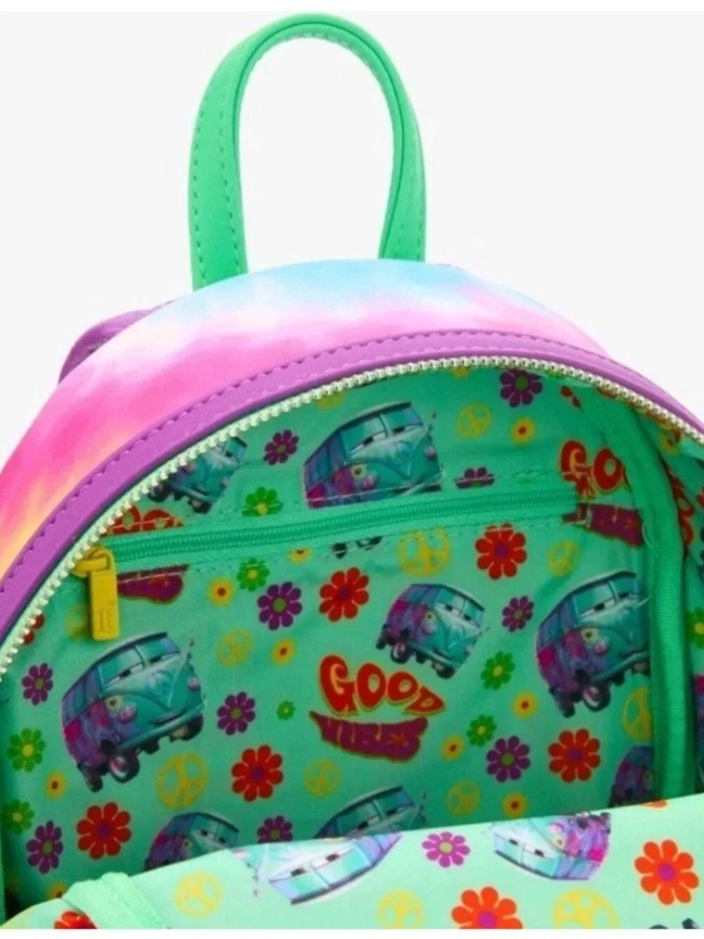 Loungefly Disney Pixar Cars Fillmore Good Vibes Tie Dye Backpack Hippie NWT